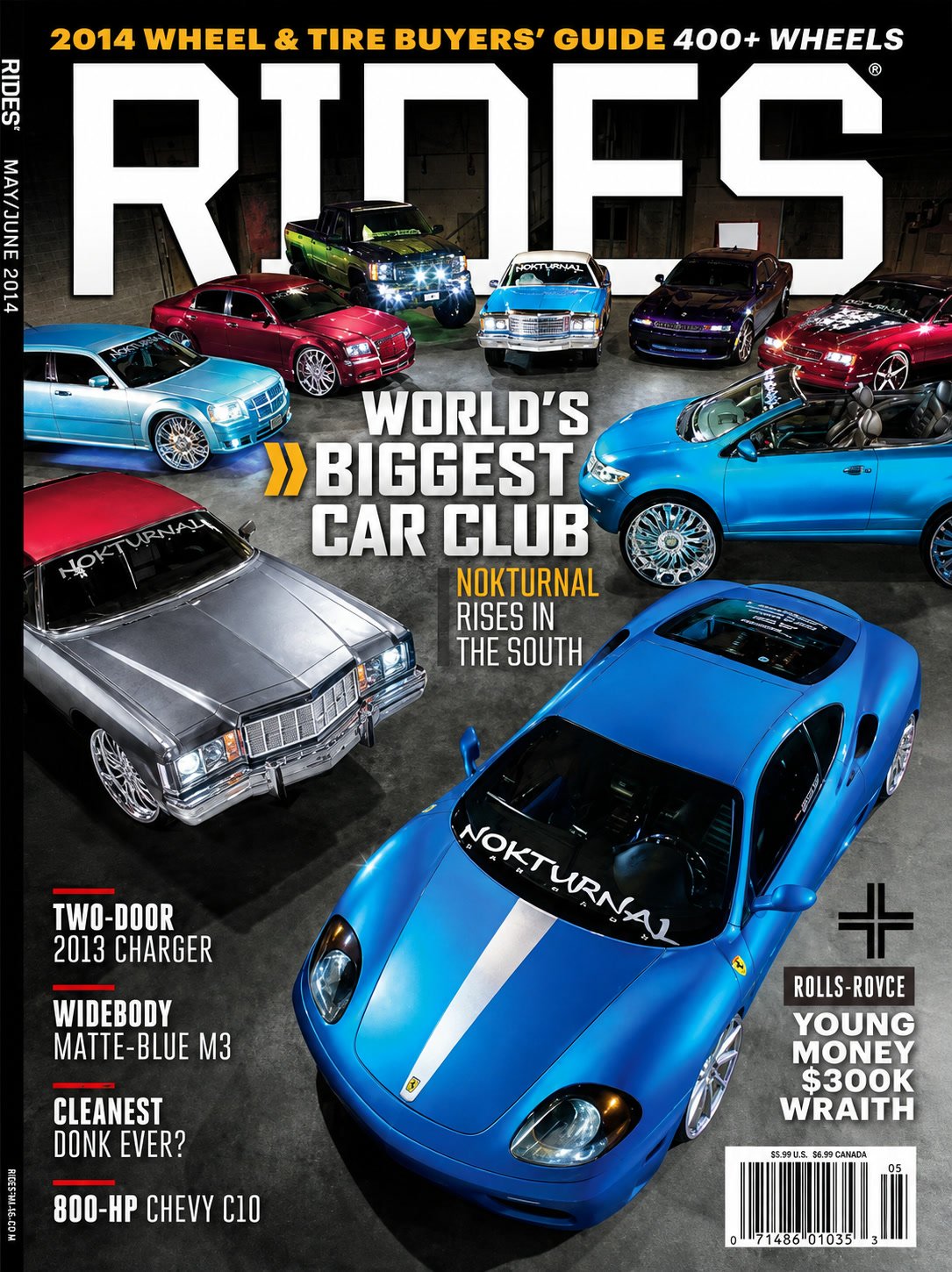 RIDES magazine cover, May June 2014, featuring a blue Ferrari 360